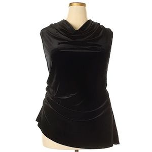 Calvin Klein Black Velour Cowl Top